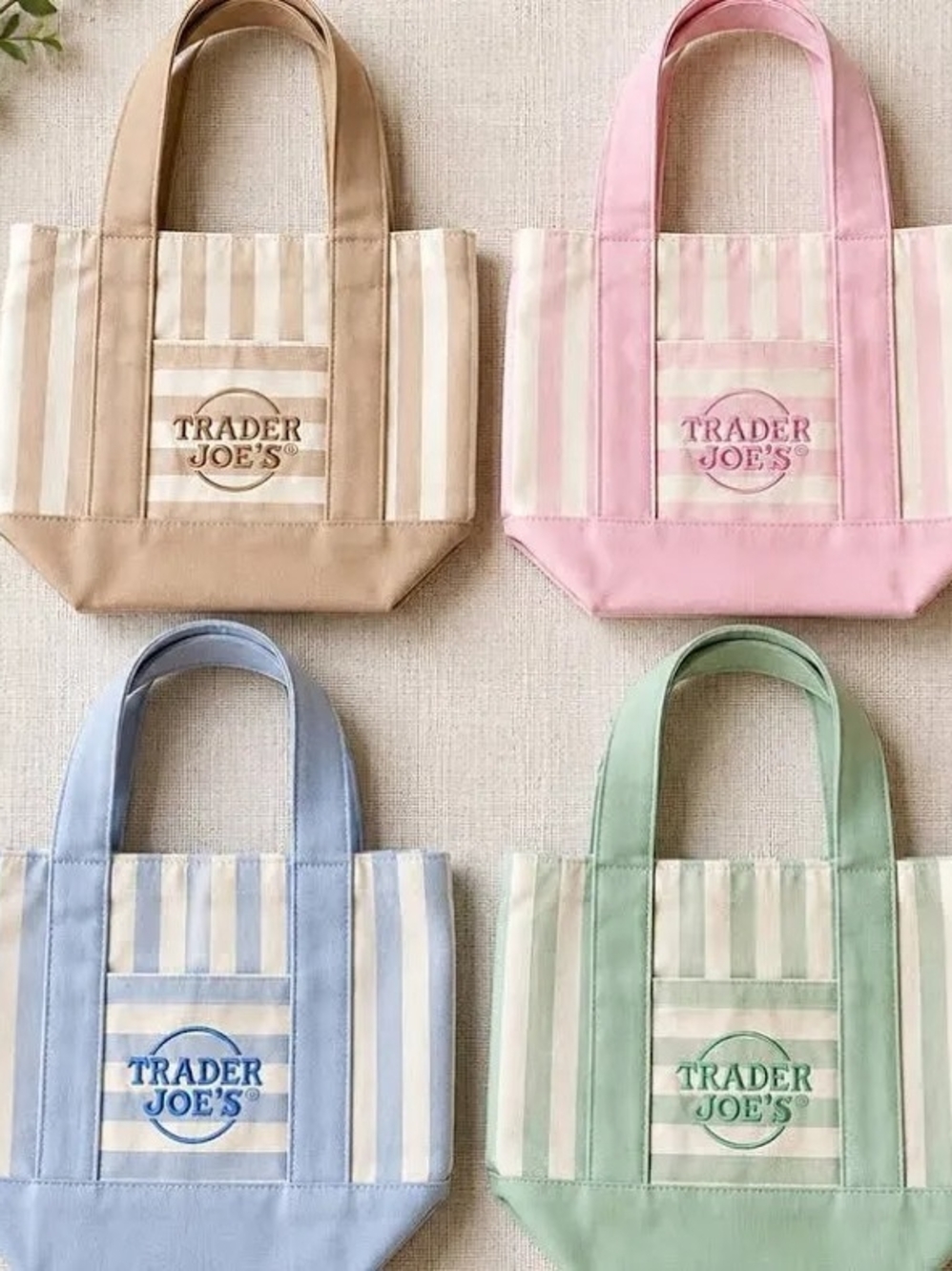 4 Pack Target Joe Stripe Canvas Tote Bag